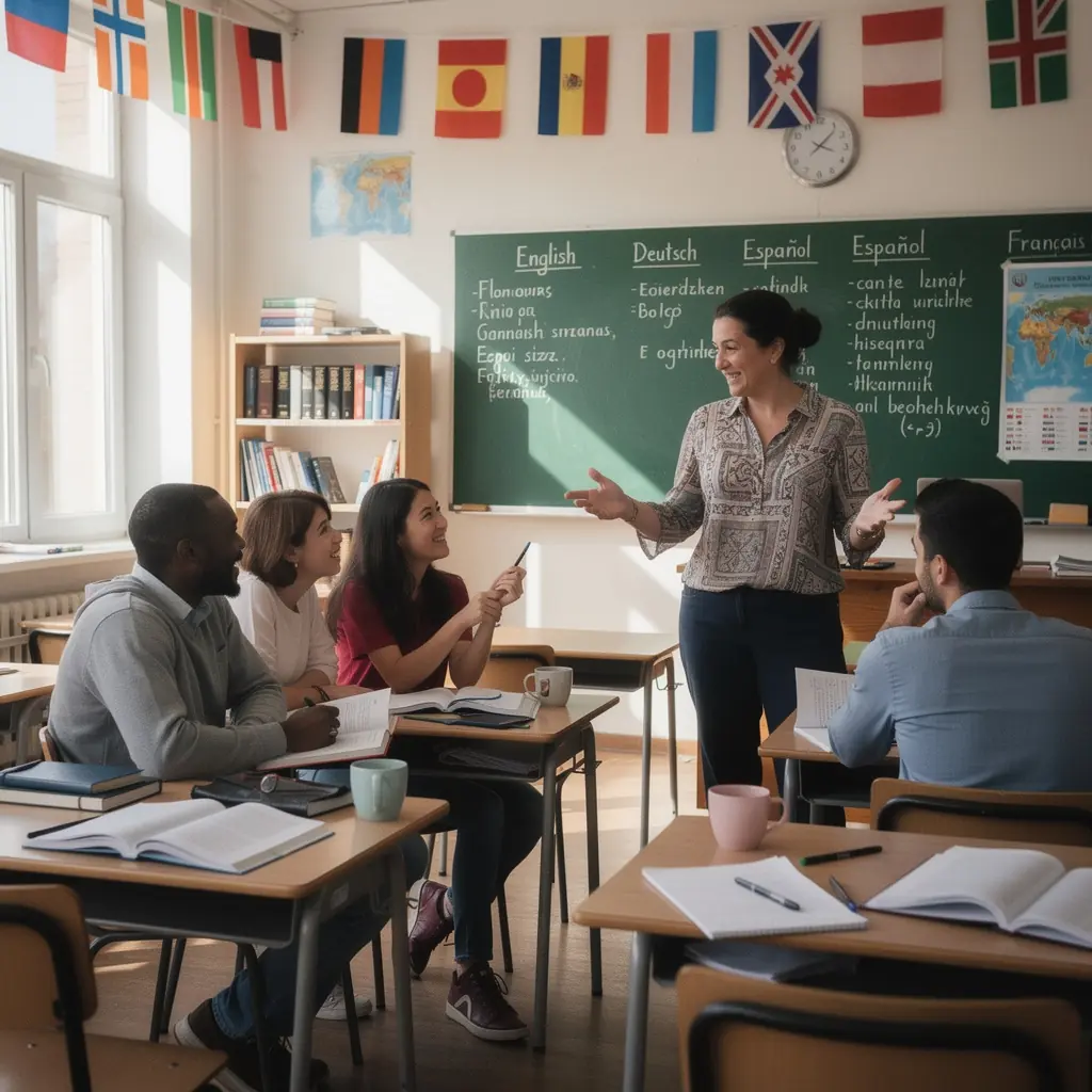 Spanyol nyelvű könyvek és tananyagok egy asztalon.