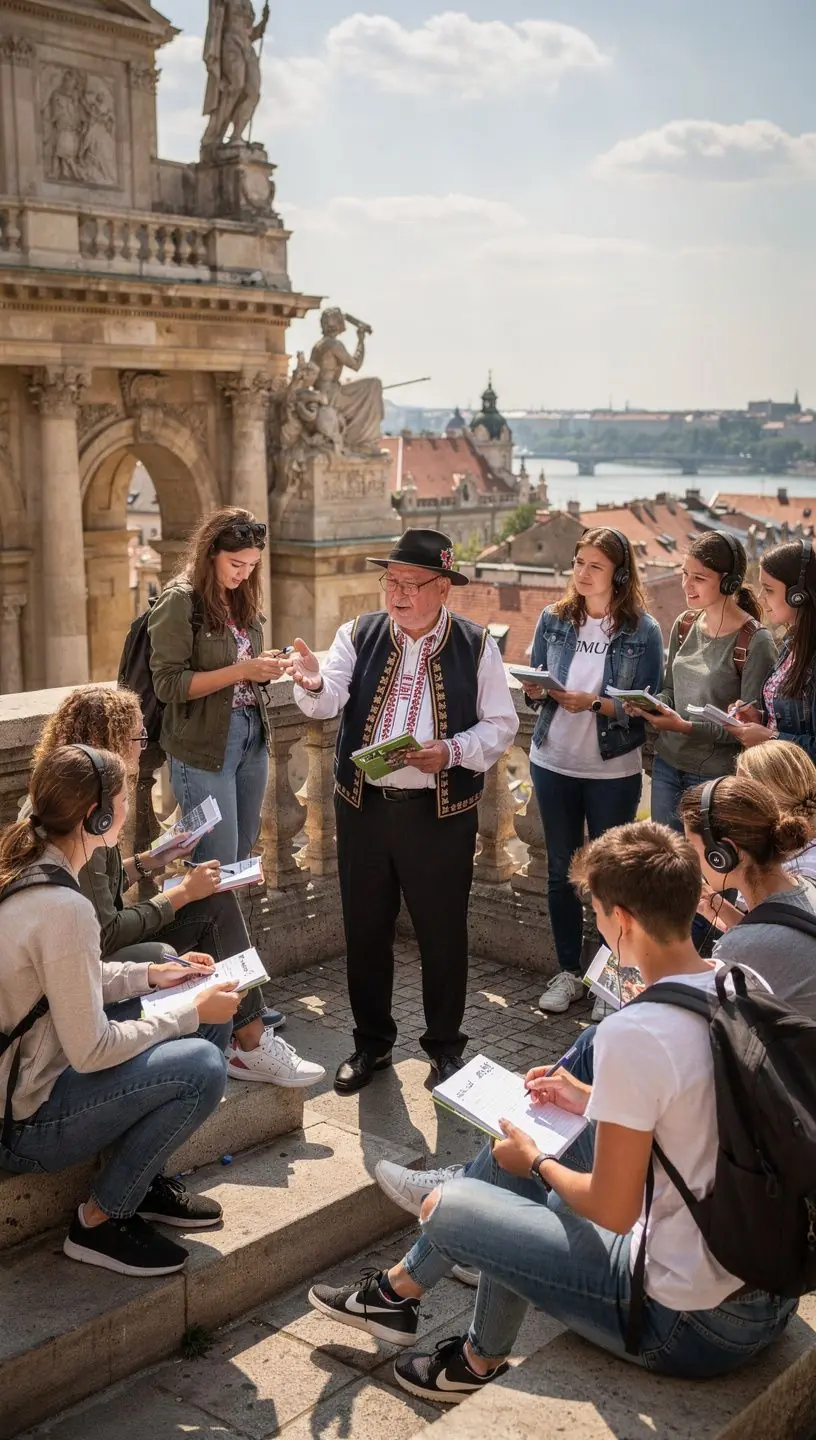 Német nyelvű tanfolyam, ahol a tanár és a diákok aktívan részt vesznek a beszélgetésben.