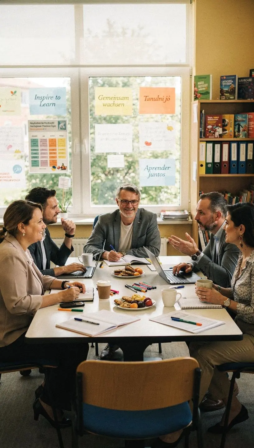 Német nyelvű tanfolyam, ahol a tanár és a diákok aktívan részt vesznek a beszélgetésben.